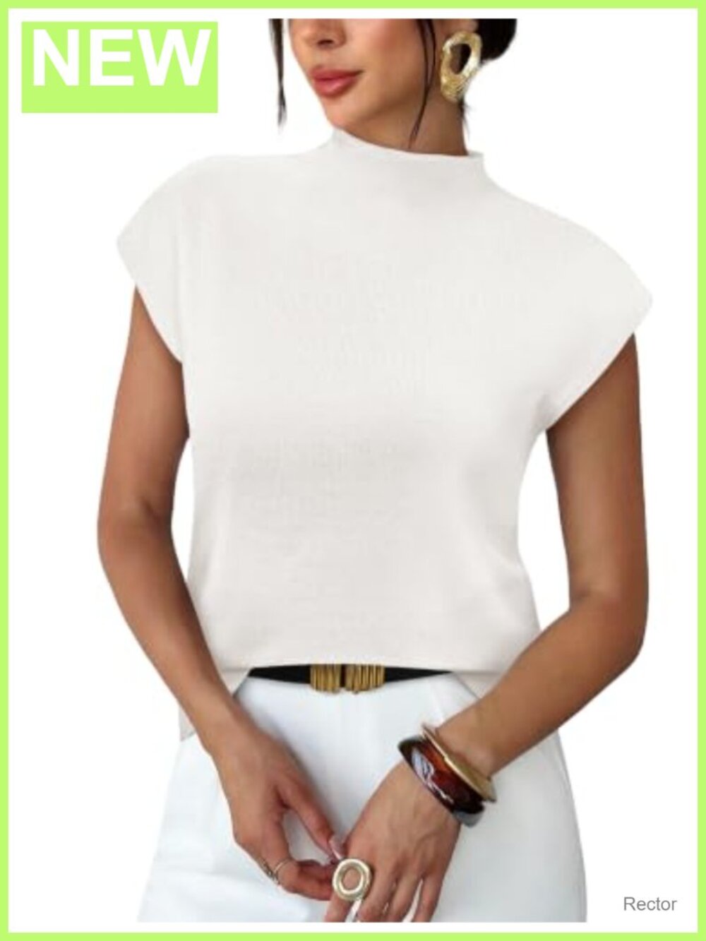 Sampeel Womens Short Sleeve Mock Neck Knit Top Cap Sleeve Pullover